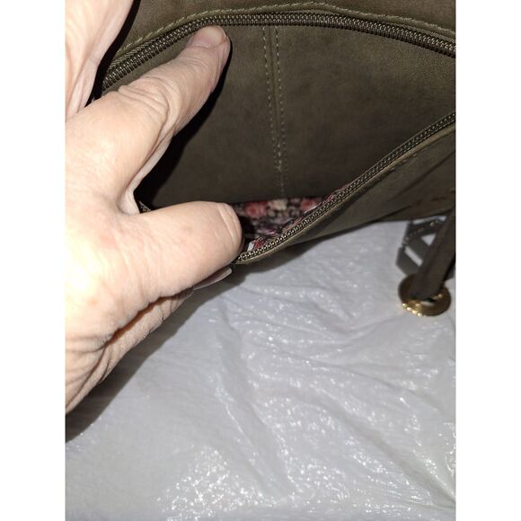 Army Green Women's Crossbody Purse Shoulder Bag Embroidered Vinyl Boho Hippie - Picture 4 of 11